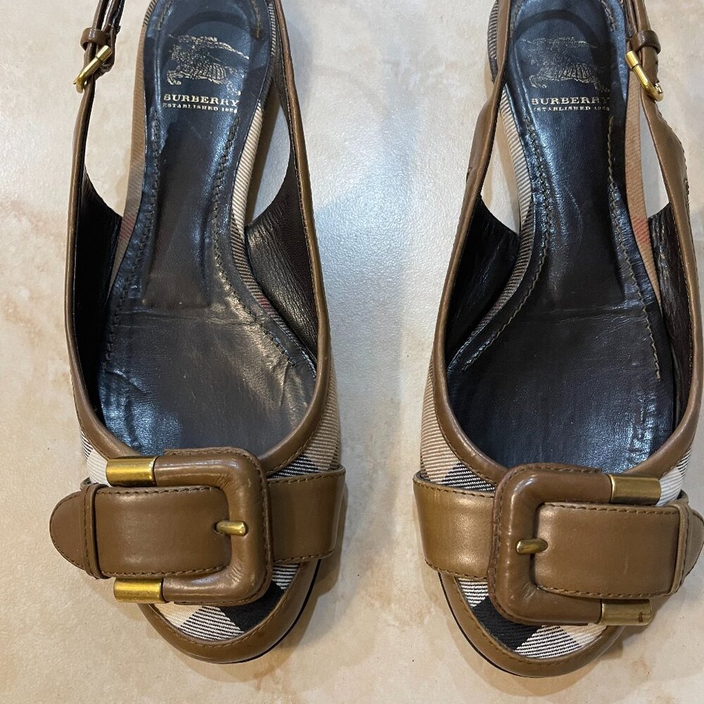 Burberry Flats for women sling back check canvas/leather
